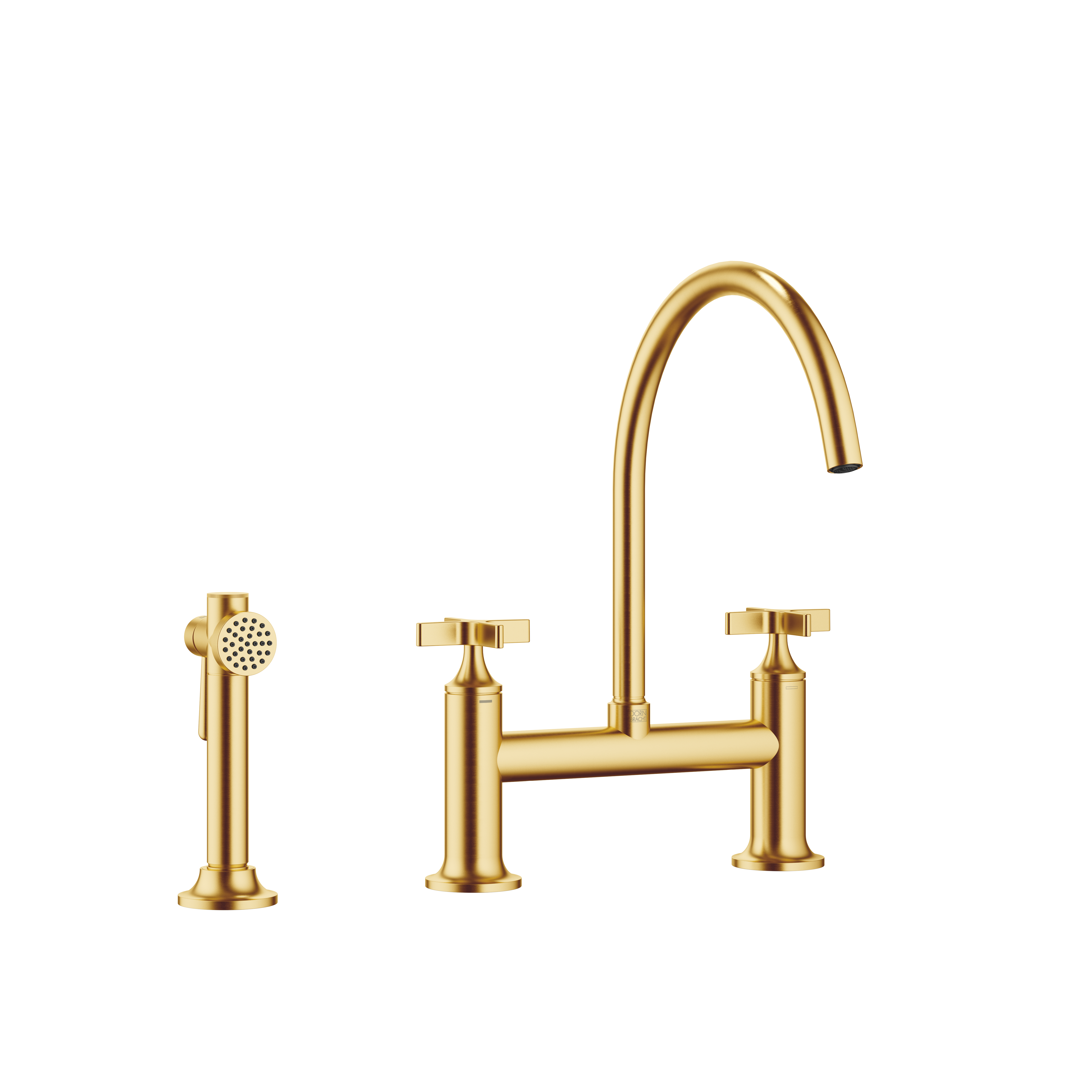 VAIA Brushed Durabrass (23kt Gold) : Two-hole bridge mixer with side ...
