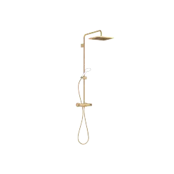 Showerpipe with shower thermostat without hand shower 300 x 240 mm - Brushed Durabrass (23kt Gold) - 34 459 980-28