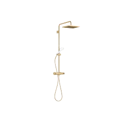 Showerpipe with shower thermostat without hand shower - Brushed Durabrass (23kt Gold) - 34 459 980-28