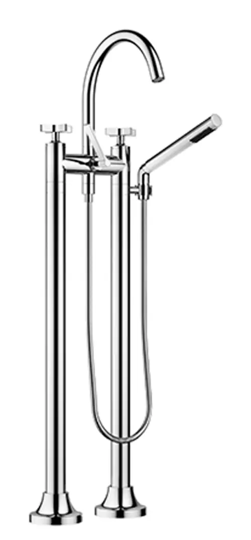 VAIA Two-hole bath mixer for free-standing assembly with hand shower set - Brushed Dark Bronze (PVD) - 25 943 809-43 0050