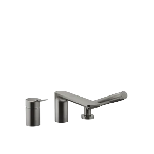 LISSÉ Three-hole single-lever bath mixer for bath rim or tile edge installation - Brushed Dark Platinum - 27 412 845-99 0050