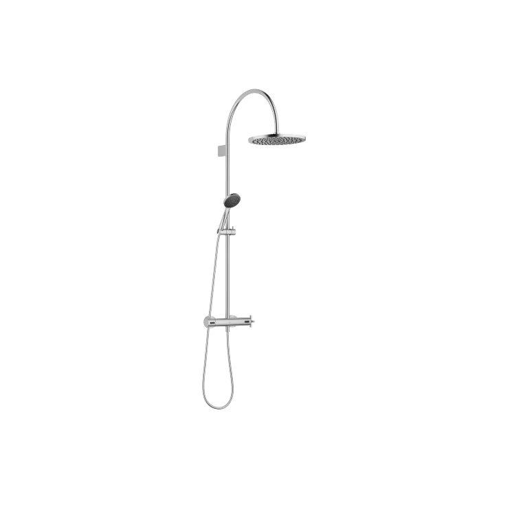 TARA Shower pipe with shower thermostat 300 mm - Brushed Chrome - Set containing 2 articles