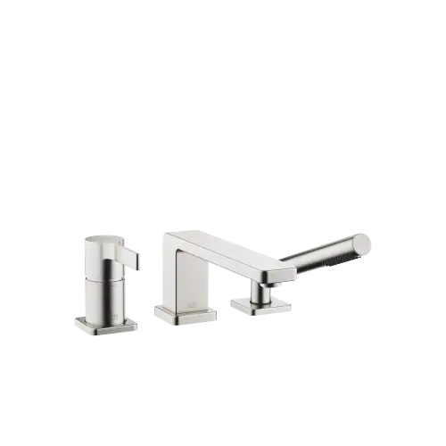 LULU Three-hole single-lever bath mixer for bath rim or tile edge installation - Brushed Platinum - 27 412 710-06