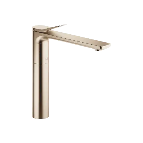 LISSÉ Single-lever basin mixer with raised base without pop-up waste - Brushed Light Gold (PVD) - 33 537 845-27