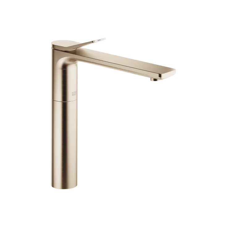 LISSÉ Single-lever basin mixer with raised base without pop-up waste - Brushed Light Gold - 33 537 845-27