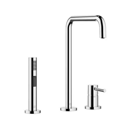 META SQUARE Two-hole mixer with individual flanges with side spray set - Brushed Dark Bronze (PVD) - Set containing 2 articles