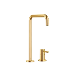META SQUARE Zweilochbatterie mit Einzelrosetten - Messing gebürstet (23kt Gold) - 32 815 861-28