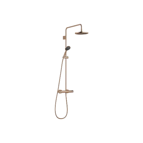 Showerpipe Application with shower thermostat FlowReduce 220 mm - Brushed Bronze (PVD) - Set containing 2 articles