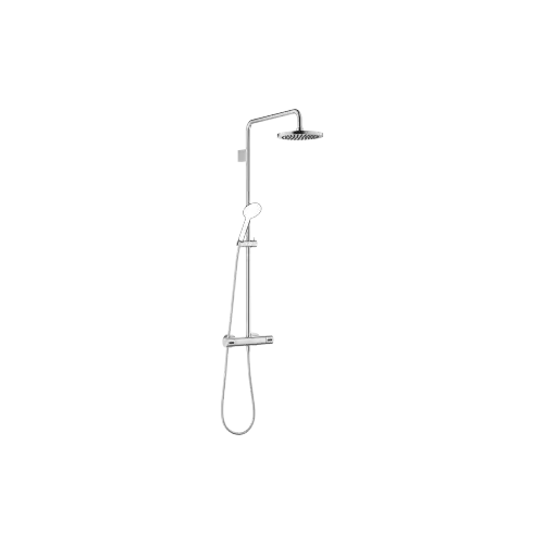 Showerpipe with shower thermostat without hand shower FlowReduce - Brushed Chrome - 34 459 979-93
