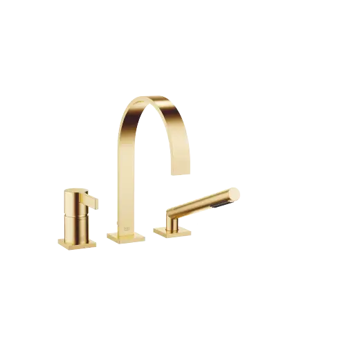 MEM Three-hole single-lever bath mixer for bath rim or tile edge installation - Brushed Durabrass (23kt Gold) - 27 412 782-28