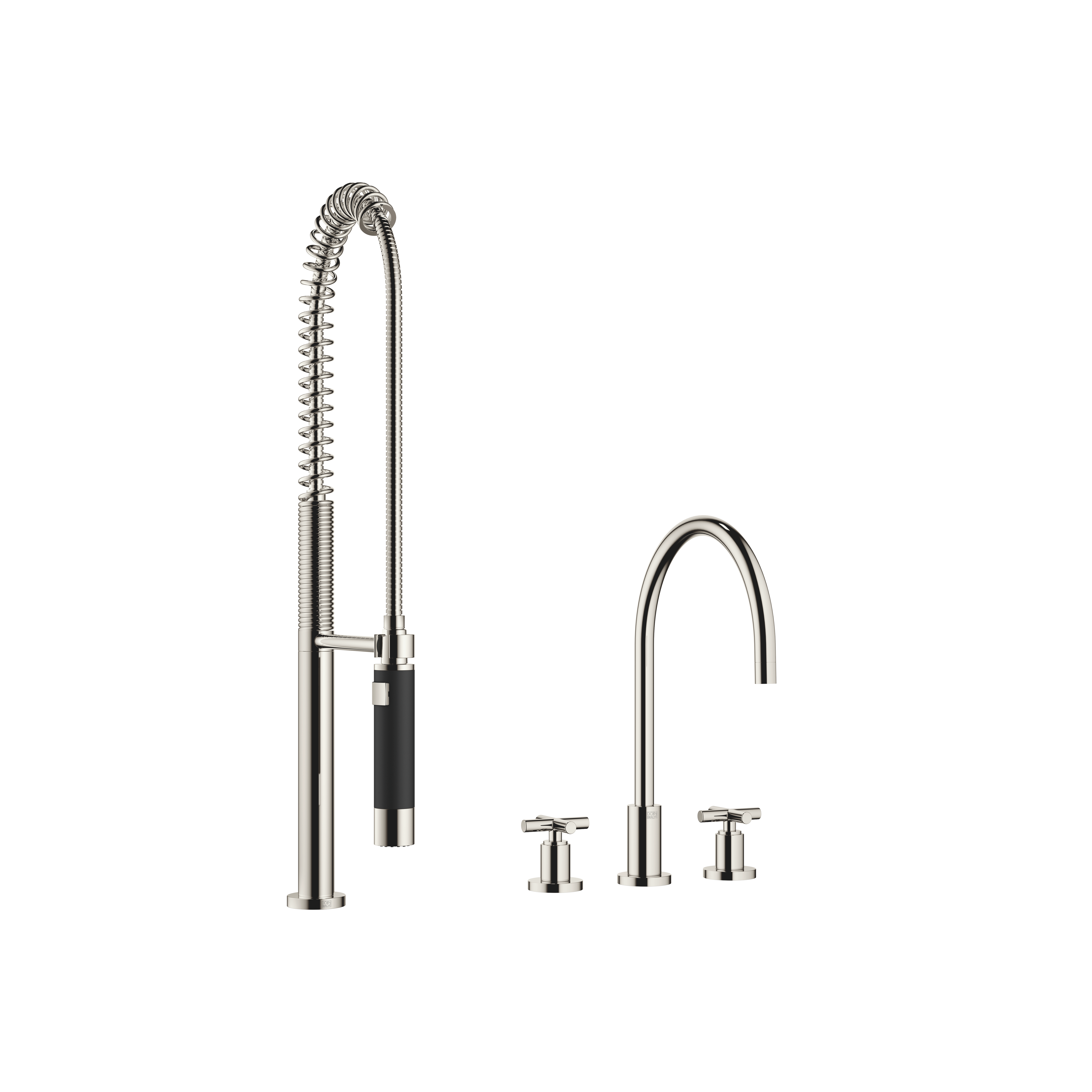 TARA Chrome Kitchen faucets: Three-hole mixer with profi spray set