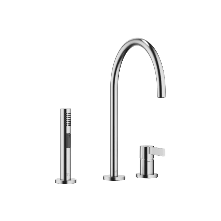 TARA ULTRA Two-hole mixer with individual rosettes with rinsing spray set - Brushed Chrome - Set containing 2 articles