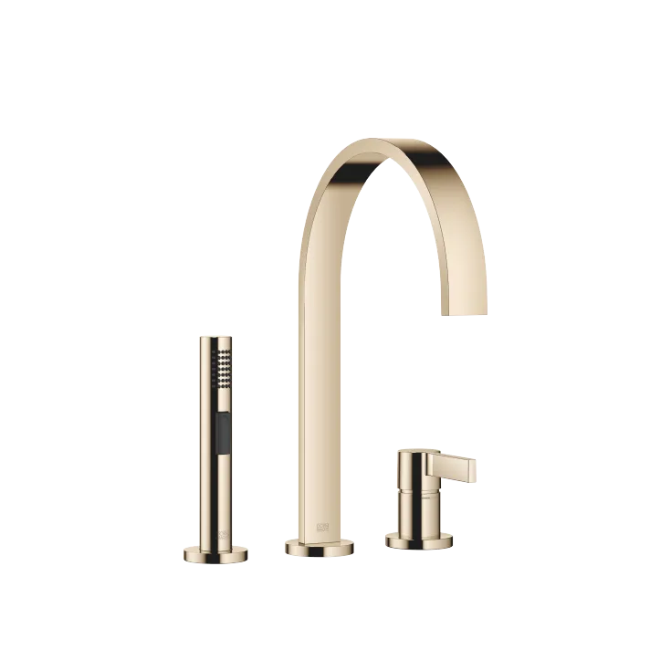 MEM Zweilochbatterie mit Einzelrosetten mit Spülbrausegarnitur - Champagne (22kt Gold) - Set aus 2 Artikeln