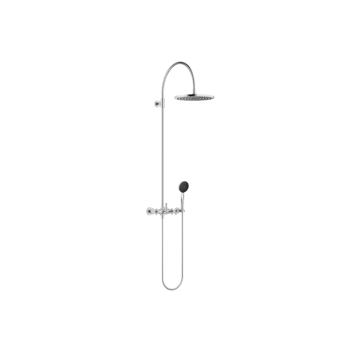 TARA Shower Pipe mit Brausebatterie 300 mm - Chrom gebürstet - Set aus 2 Artikeln