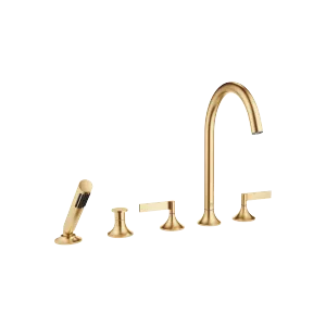 VAIA Five-hole bath mixer for deck mounting with diverter - Brushed Durabrass (23kt Gold) - 27 522 819-28