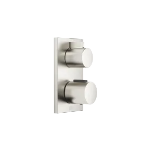 Thermostat à encastrer avec réglage de débit et robinet d'arrêt intégré - Platine brossé - 36 425 670-06