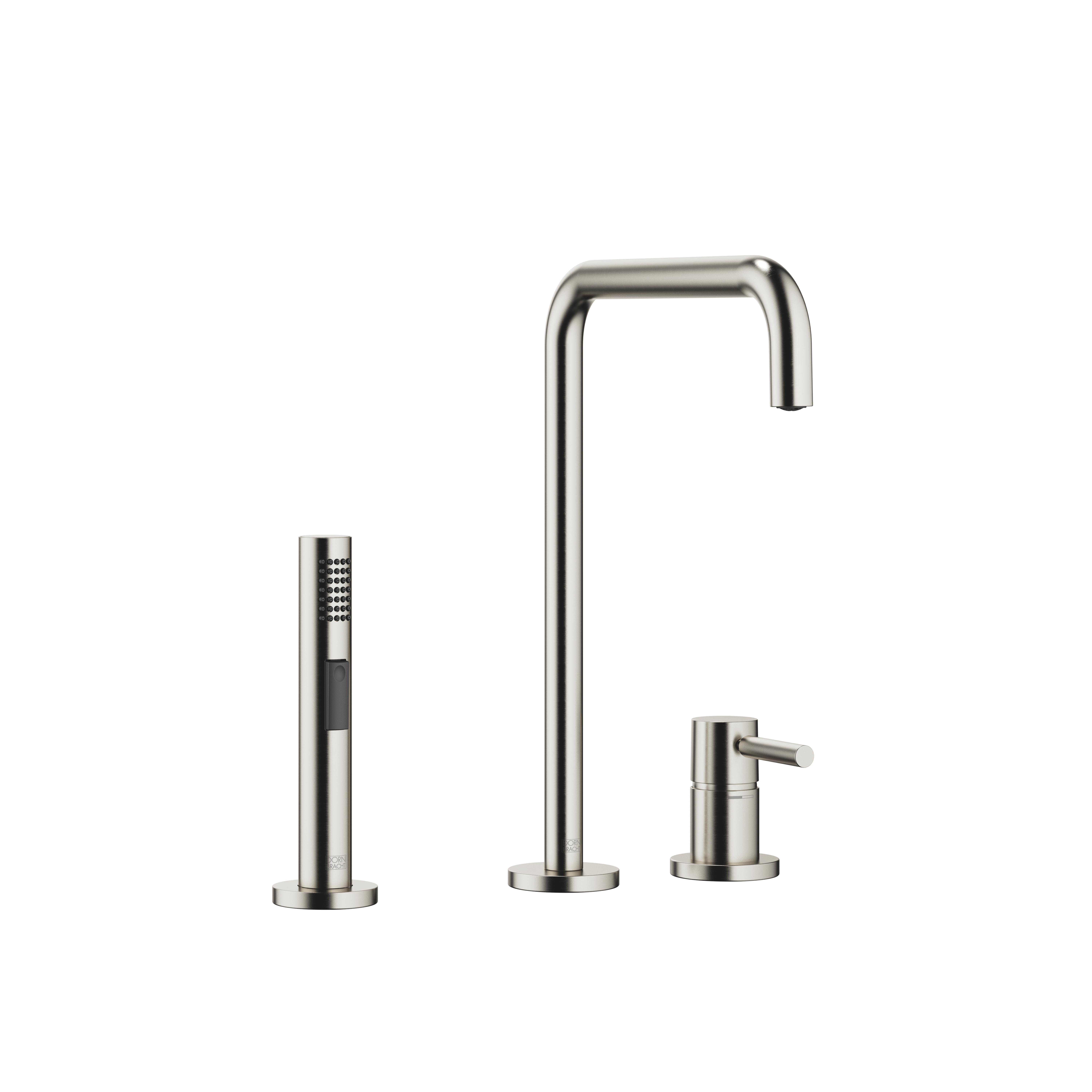 META SQUARE Brushed Platinum : Two-hole mixer with individual rosettes ...