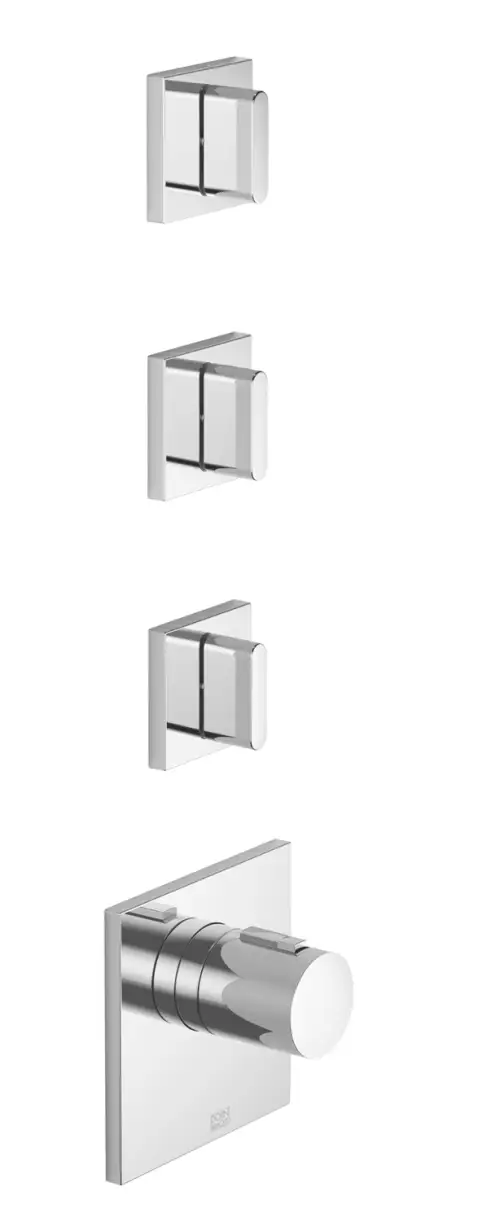 CL.1 xTOOL Module thermostatique avec 3 robinets à encastrer - Champagne brossé (Or 22cts) - Set contenant 4 articles