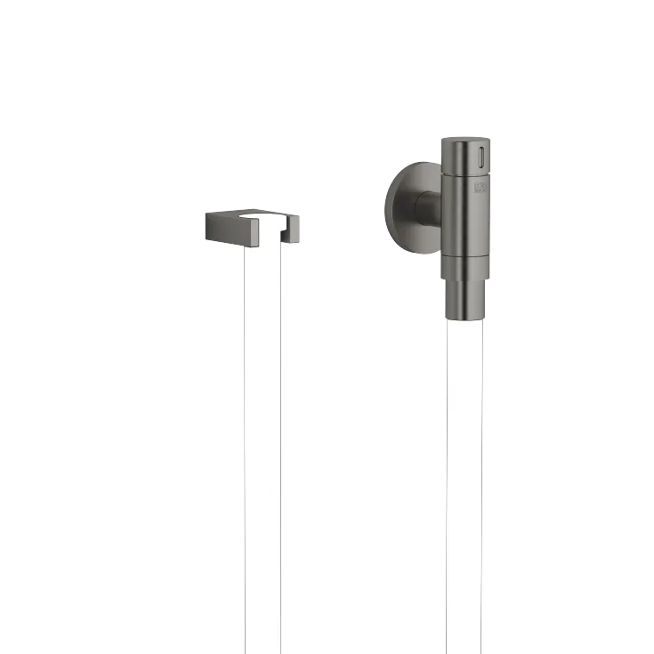 WATER TUBE Kneipp-Wandanschlussbogen mit Schlauchhalterung mit Einzelrosette - Dark Platinum gebürstet - 27 823 979-99