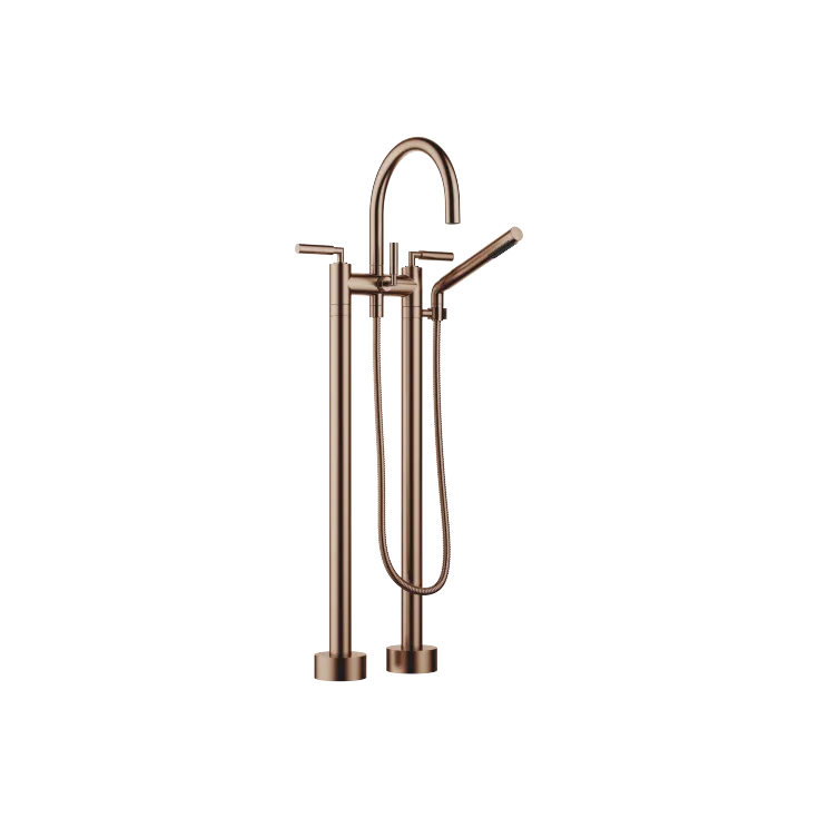 TARA Two-hole bath mixer for free-standing assembly with hand shower set - Brushed Bronze - 25 943 882-42