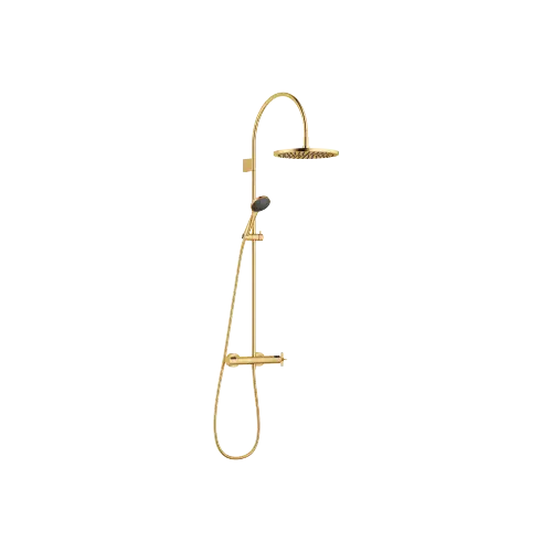 VAIA Showerpipe Application with shower thermostat 300 mm - Brushed Durabrass (23kt Gold) - Set containing 2 articles