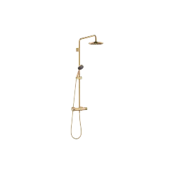 Showerpipe with shower thermostat - Brushed Durabrass (23kt Gold) - Set containing 2 articles