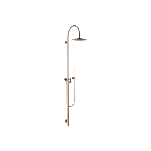 Shower system with single-lever shower mixer without hand shower - Brushed Bronze (PVD) - 26 024 661-42