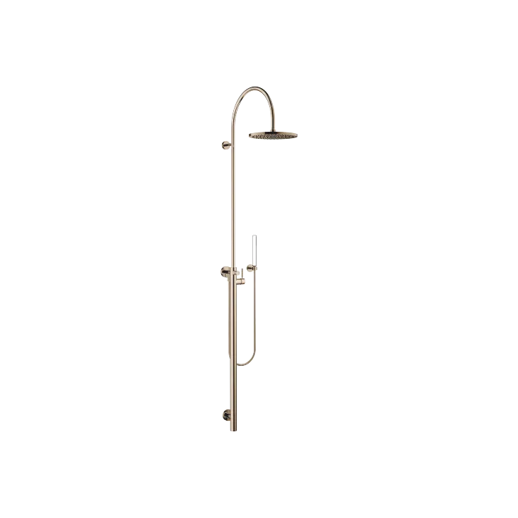 Shower system with single-lever shower mixer without hand shower FlowReduce - Champagne (22kt Gold) - 26 025 661-47