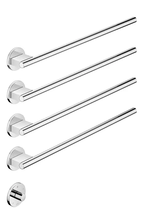 Towel warmer , 4-fold , projection right , with control element - Matte Black - Set containing 2 articles