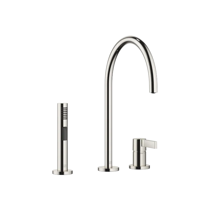 TARA ULTRA Two-hole mixer with individual rosettes with rinsing spray set - Platinum - Set containing 2 articles