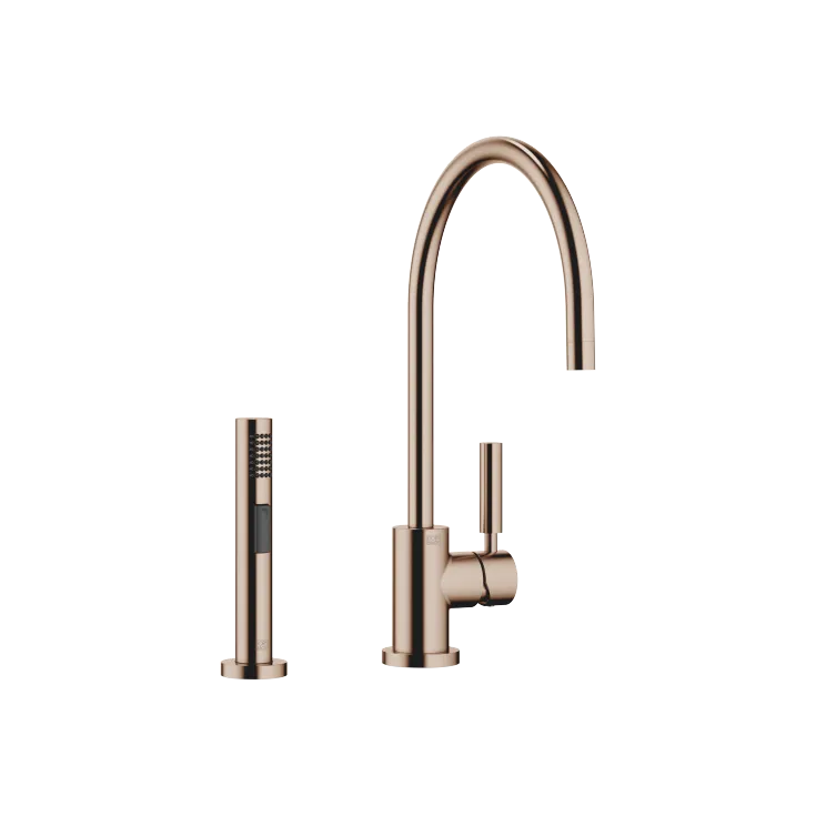 TARA Miscelatore monocomando con gruppo doccetta lavello - Bronzo spazzolato - Set contenente 2 articoli