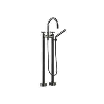 TARA Dark Chrome : Two-hole bath mixer for free-standing assembly with hand shower set