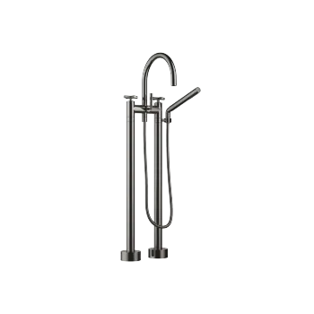 TARA Dark Chrome Bath faucets: Two-hole bath mixer for free-standing assembly with hand shower set