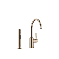 VAIA Single-lever mixer with rinsing spray set - Brushed Champagne (22kt Gold) - Set containing 2 articles