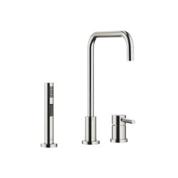 META 02 Two-hole mixer with individual rosettes with rinsing spray set - Brushed Platinum - Set containing 2 articles