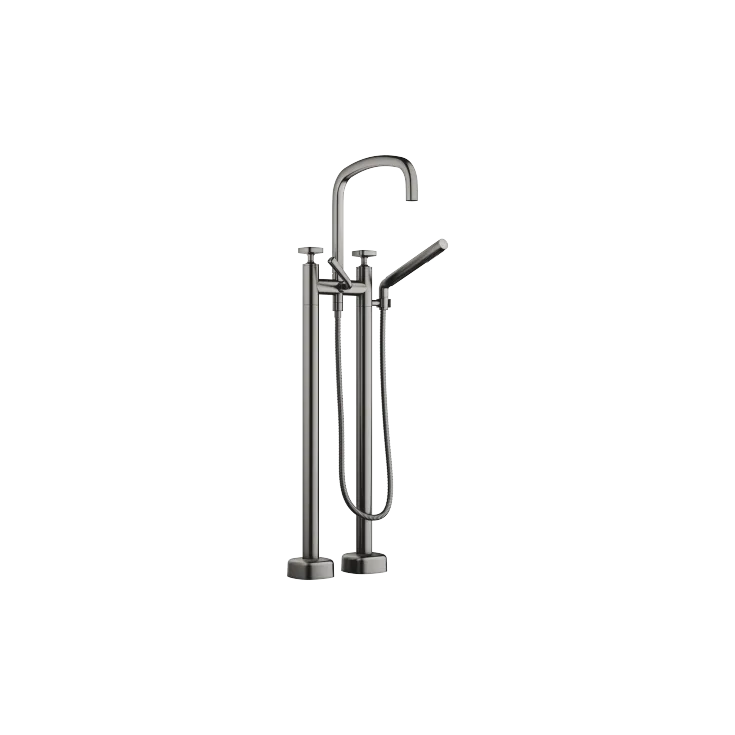 COYA Two-hole bath mixer for free-standing assembly with hand shower set - Brushed Dark Platinum - 25 943 404-99