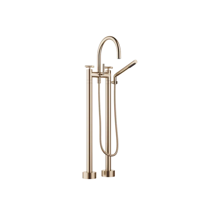 TARA Two-hole bath mixer for free-standing assembly with hand shower set - Brushed Champagne (22kt Gold) - 25 943 892-46