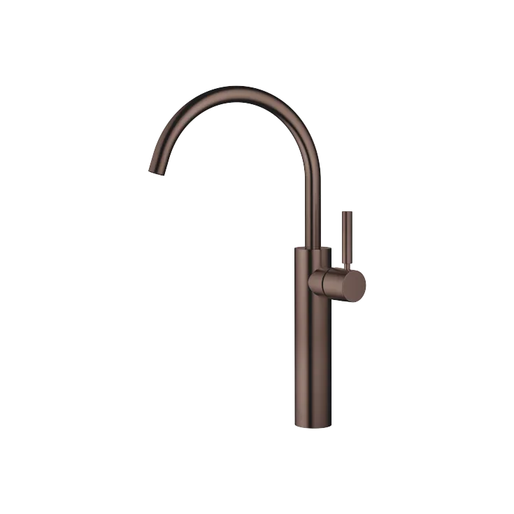 META Single-lever basin mixer with raised base without pop-up waste - Brushed Dark Bronze (PVD) - 33 534 661-43