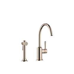 VAIA Single-lever mixer with rinsing spray set - Champagne (22kt Gold) - Set containing 2 articles