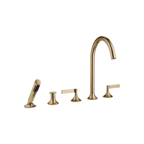 VAIA Five-hole bath mixer for deck mounting with diverter - Brushed Dark Brass (PVD) - 27 522 819-39