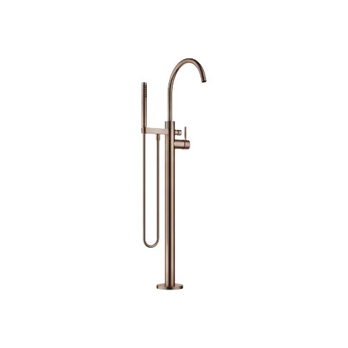 Single-lever bath mixer with stand pipe for free-standing assembly with hand shower set - Brushed Bronze (PVD) - 25 863 661-42 0050
