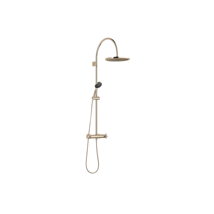 TARA Shower pipe with shower thermostat 300 mm - Champagne (22kt Gold) - Set containing 2 articles
