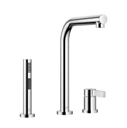 ELIO Two-hole mixer with individual rosettes with rinsing spray set - Dark Chrome - Set containing 2 articles