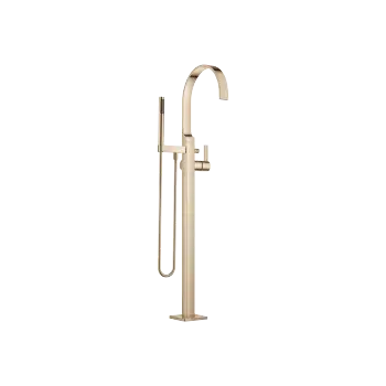 MEM Single-lever bath mixer with stand pipe for free-standing assembly with hand shower set - Champagne (22kt Gold) - 25 863 782-47