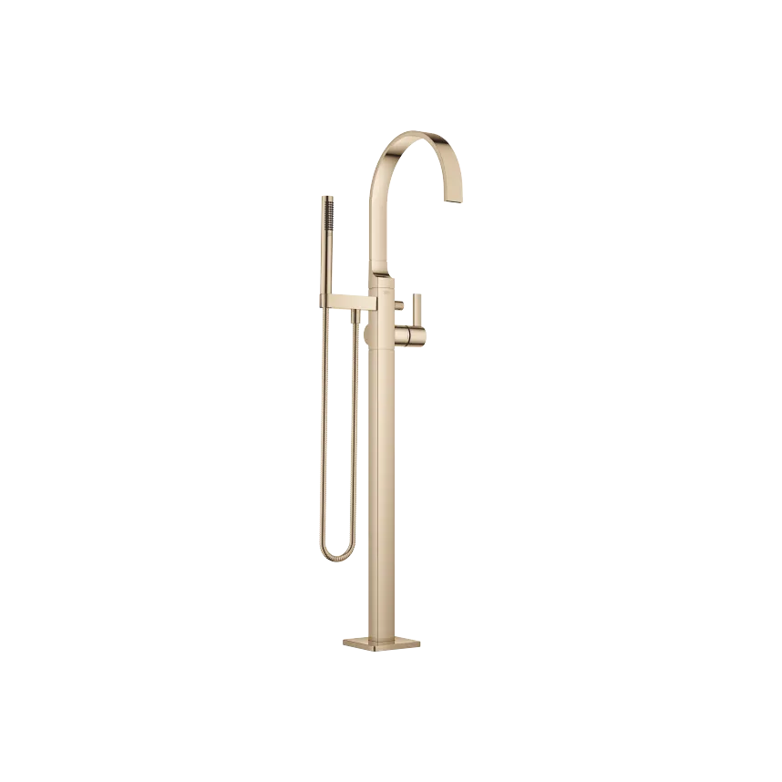 MEM Single-lever bath mixer with stand pipe for free-standing assembly with hand shower set - Champagne (22kt Gold) - 25 863 782-47