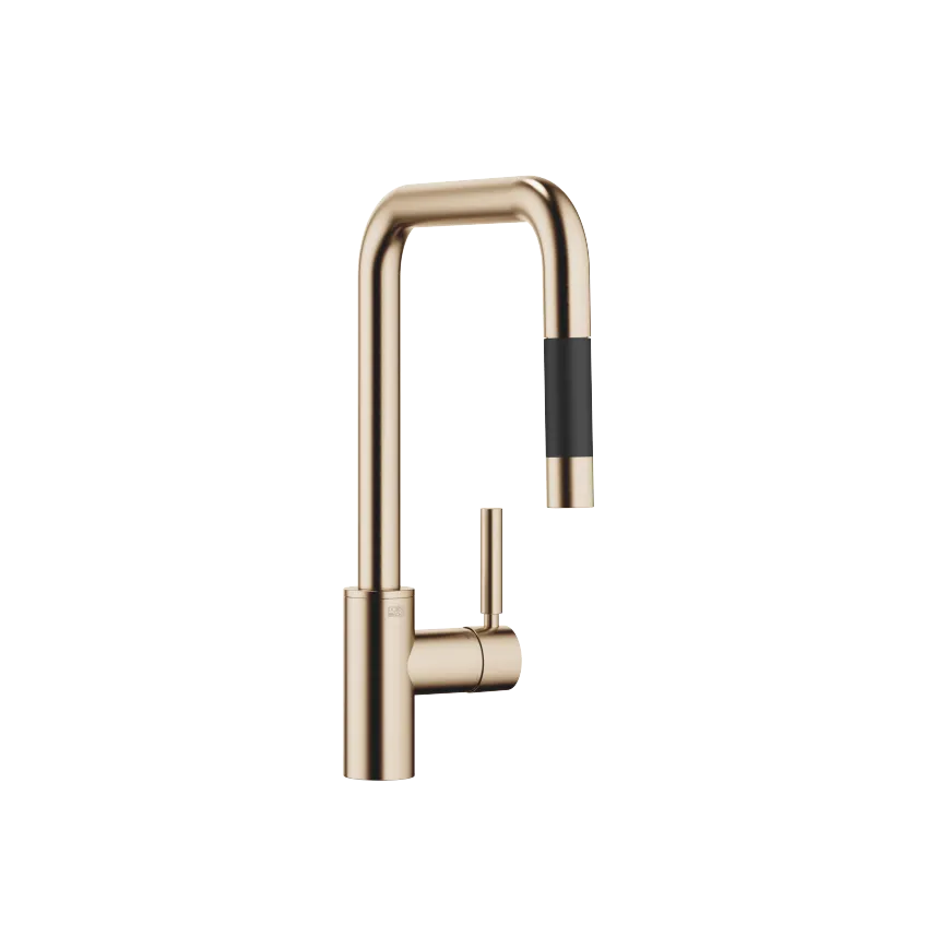 META SQUARE Single-lever mixer Pull-down with spray function - Brushed Champagne (22kt Gold) - 33 870 861-46 0010