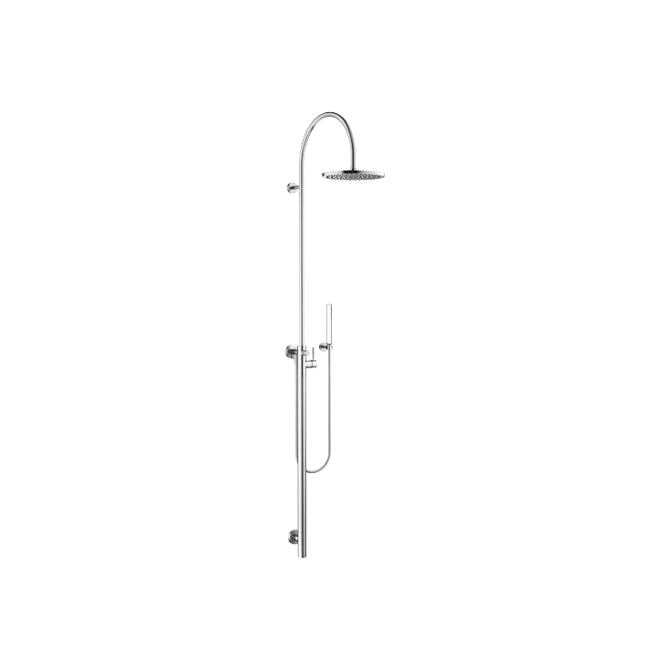 Duschstele mit Brause-Einhandbatterie ohne Handbrause FlowReduce - Chrom gebürstet - 26 025 661-93