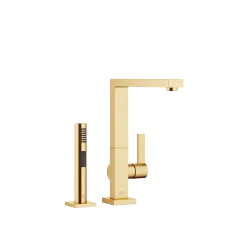 LOT Single-lever mixer with rinsing spray set - Brushed Durabrass (23kt Gold) - Set containing 2 articles