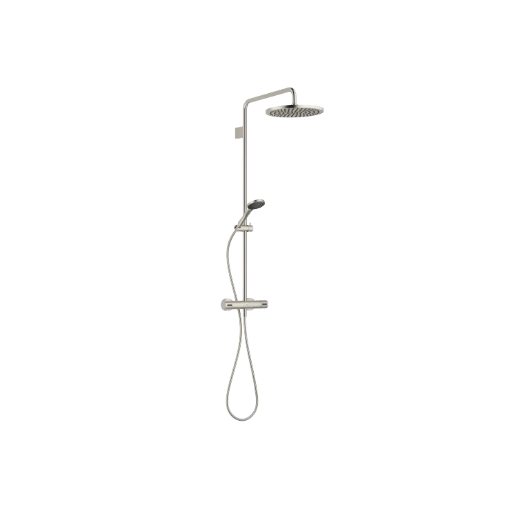 Showerpipe with shower thermostat - Brushed Platinum - Set containing 2 articles