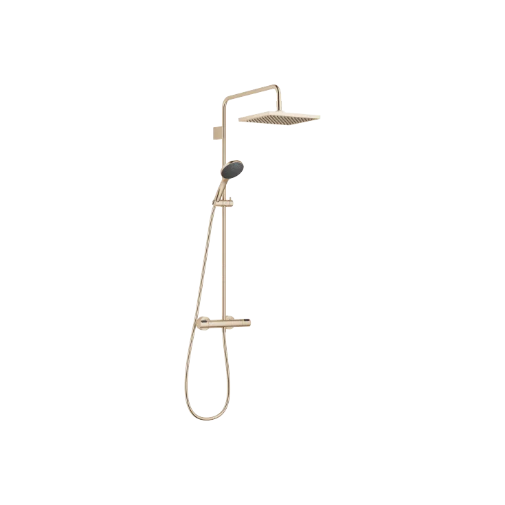 Colonne de douche avec thermostat de douche avec douchette à main - Light Gold brossé - 34 469 980-27